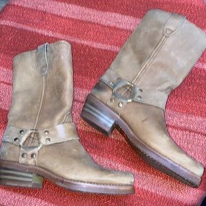 WOMENS DINGO NUBUC LEATHER HARNESS BOOTS SZ 6.5